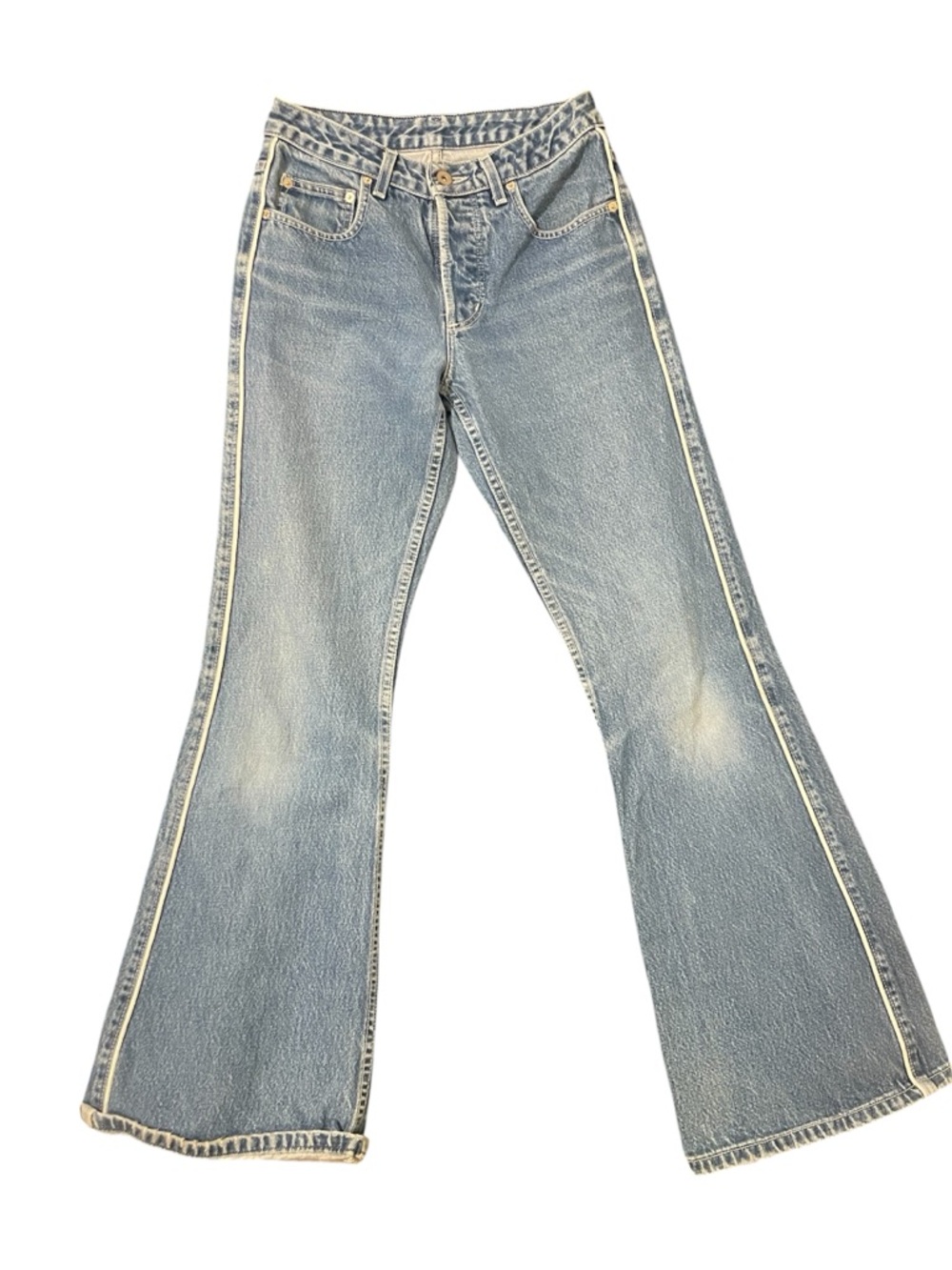 Blue Flare Jeans with Contrast Side Trim True Vintage Y2K Britney Spears Style